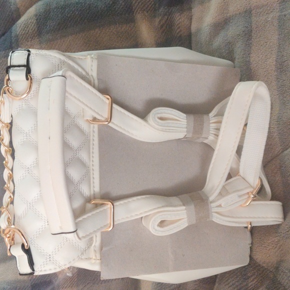 NWT Soulfina White Convertible Backpack with Leopard Print Sanitizer Holder - Picture 2 of 10